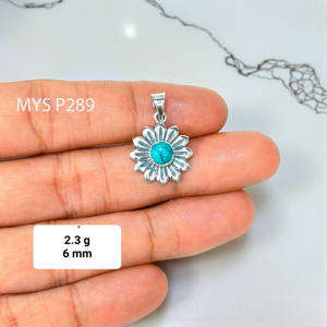 จี้เงินแท้ 925 ประดับพลอยเทอร์ควอยซ์ทำมือ ราคาขายส่ง - Product Image 1