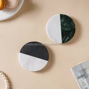Simple & Trendy Custom Round Wooden & <b>Marble</b> Coaster & Eco-Friendly Durable Mats & Pads - Product Image 4