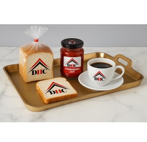 Plateau de service décoratif à chocolat en métal de forme rectangulaire dorée qui ajoute un charme royal à votre propagation festive - Product Image 4