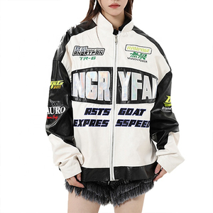 Vente en gros de vêtements de course moto personnalisés 2024 veste en cuir veste surdimensionnée personnalisée streetwear veste de baseball manteau d'automne de mode - Product Image 4