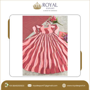 Robe Anarkali de mariage indienne de créateur, dupatta de 3 mètres de long, imprimé numérique en faux georgette, travail de ruban, élégante tenue de soirée pour femmes - Product Image 2