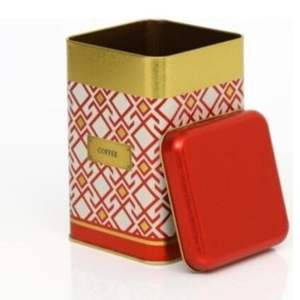 1.7L Rouge Lignes Géométriques Fond 105x105x160mm Boîte de Rangement de Dosettes de Café en Étain Carré avec Couvercle Slip Seamless Pattern Design - Product Image 4