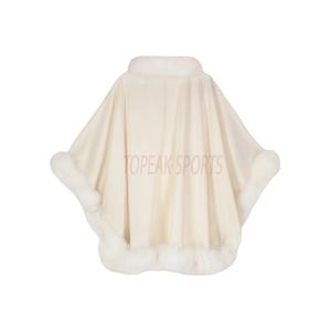 Capa de Lana de Cachemira Beige Elegante y de Lujo OEM 2026 con Forro de Piel de Zorro para Mujer, 100% Alta Calidad, Cálida, Ecológica, Bajo Precio, MOQ Bajo - Product Image 2