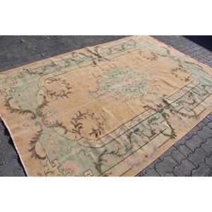 Turkish Large Rug, 6.2x9.4 ft Vintage Rug, <b>Brown</b> <b>Wool</b> Rug - Product Image 3
