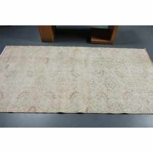 Classique Beige 4x7ft Laine Fourrure Tapis Turc Patchwork Conception pour Entrée Salon Chambre Forme Rectangulaire avec Support En Latex - Product Image 3