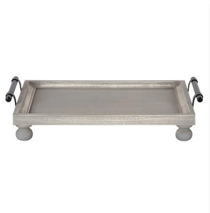 ถาดถาดไม้สนสี่เหลี่ยม12 "x 16" พร้อมที่จับและขาโลหะสำหรับเสิร์ฟและตกแต่ง - Product Image 6