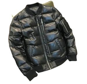 Veste en cuir véritable pour homme de haute qualité en cuir de mouton véritable, col montant, chaude pour l'hiver, écologique, imperméable - Product Image 1