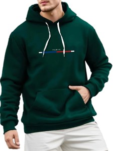 Nouvel arrivage T-shirt à capuche imprimé Paris pour hommes Chemise à capuche décontractée automne hiver - Product Image 5