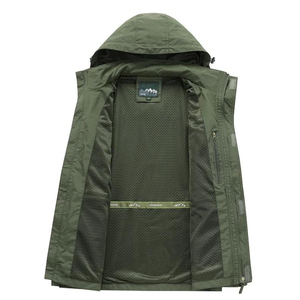 Veste à manches détachables personnalisée coupe-vent à capuche imperméable pour homme automne sport extérieur veste de travail multi-poches pour hommes - Product Image 6