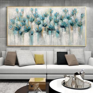 Grande paesaggio strutturato <span class=keywords><strong>pittura</strong></span> acrilica astratta Teal Blossom <span class=keywords><strong>pittura</strong></span> a olio su tela Wall Art Home Living Room Wall Decor - Product Image 4