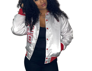 Nueva Chaqueta Varsity de Lona Satinada Profesional al por Mayor, Chaqueta de Béisbol Bordada para Mujer, Invierno - Product Image 4