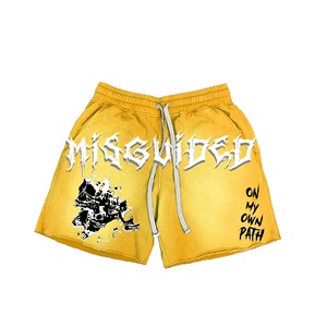 กางเกงขาสั้น MMA 180 กรัม ซัมเมอร์ โพลีเอสเตอร์ 100% พิมพ์ลายโลโก้แบบรีดร้อน กระเป๋าแบบเชือกผูก สไตล์วินเทจ ล้างสีแบบแอซิด - Product Image 5