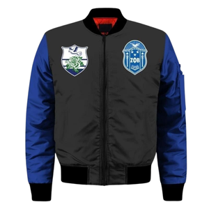 Zeta phi Beta แจ็กเก็ตซาตินสำหรับผู้หญิง1920สีฟ้าสีขาวเครื่องแต่งกายแบบกรีกพรีเมี่ยม zpb การเย็บปักถักร้อยเกราะป้องกันสไตล์มหาวิทยาลัย - Product Image 1