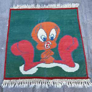 Tapis vintage, tapis de 2,8 x 2,8 pieds, tapis turc en laine orientale verte - Product Image 1