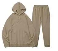 Ensemble de survêtement de sport en coton épais pour femme, de haute qualité, solide, long, personnalisé, sweat-shirt et pantalon, deux pièces, nouveau style - Product Image 5