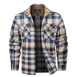 Chemise-veste rétro en flanelle à carreaux pour homme, coupe-vent décontracté à manches longues, col à revers, style motard, respirant, automne-hiver - Product Image 5