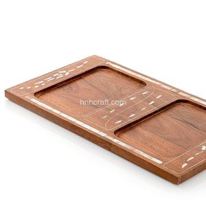 Bandejas redondas de madera de lujo para decoración, accesorio con incrustaciones de concha de perla Madre, OEM, logotipo personalizado, platos, bandejas musulmanas - Product Image 4