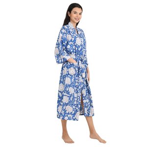 Boho Style Lightweight Cotton <b>Kimono</b> Indian Handprinted Floral Print Pattern Luxury Summer <b>Beach</b> House Cover Swimsuit Cover Ups - Product Image 4