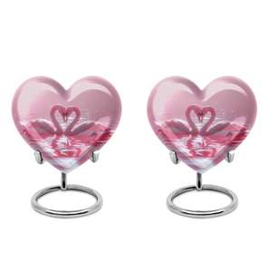 Urna romántica de corazón para cenizas humanas, diseño de reflejo de cisne rosa, recuerdo moderno decorativo, funeral de entierro para adultos, 200 pulgadas cúbicas - Product Image 6