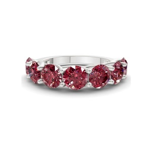 Petit diamant de laboratoire rond couleur Cognac Cerise 0,50 carats TW en or massif 14K, clarté VS, 5 diamants couleur ambre chaud - Product Image 3