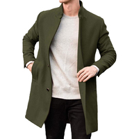 Traje de Invierno para Hombre, Abrigo de Lona con Forro Polar, Cuello Redondo, Color Sólido, Abrigo Largo Reversible con Piel de Zorro, Antiarrugas