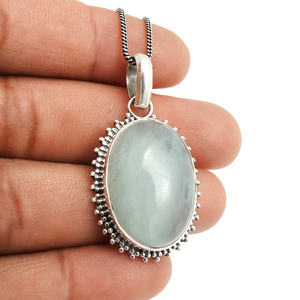 Colgante de piedras preciosas naturales de aguamarina, Plata de Ley 925, Fabricante Mayorista, proveedor exportador, joyería clásica hecha a mano India - Product Image 3
