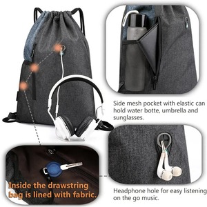 Sac à dos à cordon imperméable en nylon de grande capacité Double couleurs Gym et sac de fitness de stockage de sport en plein air - Product Image 3