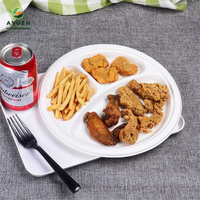 Assiettes en papier compostables pour poulet frit, fabriquées à partir de pulpe de canne à sucre, pour buffets, fêtes, restaurants et plats à emporter