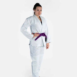 <b>White</b> Martial Arts Kimono Wrestling Gi Jacket Orange Shoulder Patch Custom Embroidery Stretch Training Top for Men and <b>Women</b> - Product Image 2