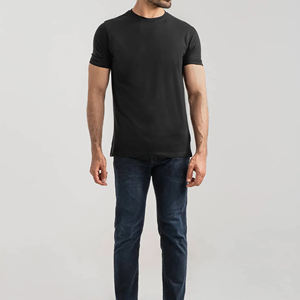 T-shirts pour hommes en coton 100% vierge, personnalisables avec votre logo, en gros, t-shirts décontractés pour hommes, t-shirts noirs à bas prix - Product Image 4