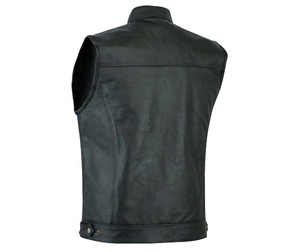 Vente en gros de gilet de moto en cuir OEM gilet de motard élégant en cuir pour hommes gilet de moto en cuir personnalisé - Product Image 2