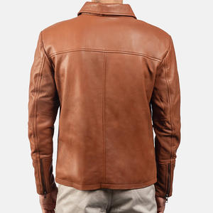 Veste en cuir de mouton de marque de Sialkot, Pakistan, avec col montant, logo frontal, style moto tendance pour adulte - Product Image 5