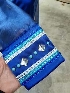 Chemise de spectacle western Cowgirl faite à la main taille haute avec fermeture à glissière tissu taffetas extensible respirant - Product Image 5