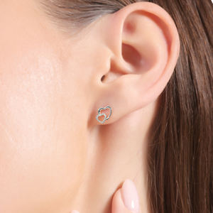 Boucles d'oreilles coeur romantique en argent sterling 925 Design double coeur Bijoux hypoallergéniques légers Idéal pour les cadeaux - Product Image 5