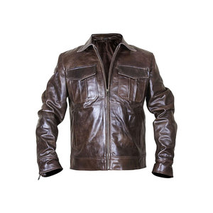 Chaqueta de cuero tejida con etiqueta personalizada para hombre, chaqueta de cuero con cremallera, diseño de logotipo, venta al por mayor - Product Image 4