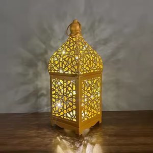 Modern Handmade <b>Ramadan</b> Eid Metal Hollow Out Lantern <b>Decorations</b> for Muslim Festival Table Light - Product Image 1