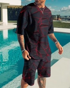 2025ชุดเสื้อผ้าสองชิ้นสไตล์ไฮสตรีทสไตล์ฮาวายสำหรับผู้ชายชุดใส่เดินชายหาดเสื้อและกางเกงขาสั้นชุดออกกำลังกายแนวสตรีทสำหรับฤดูร้อน - Product Image 1