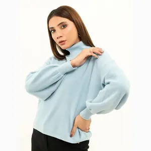 Baru Turtleneck dan manset gaya komputer kardigan rajutan untuk wanita muda modis bernapas sweater