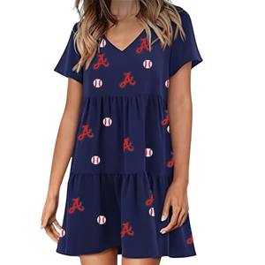 Vestidos de béisbol al por mayor OEM de nueva tendencia para el Día del Partido, nuevos diseños para equipos de secundaria, vestidos de algodón de alta calidad para mujer con parches de cuentas. - Product Image 2