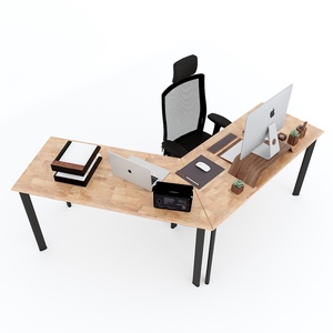 Modern Square Trapezoid <b>Office</b> <b>Table</b> 140x60cm Rubber Wood Oval Legs HBLG027 Minimalist Design - Product Image 5