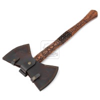 Kapak Viking Tomahawk DD-VikingAxe-LE07 Baja Damaskus Industri Tempa Tangan Kapak Berbulu Pegangan Kayu 58-62HRC Berkemah