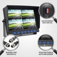 Moniteur DVR à écran tactile IPS de 9 pouces avec 4 écrans partagés | Caméra de recul étanche AHD 1080P, système de sécurité pour flotte, enregistrement sur carte SD 256 Go