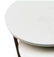 Table basse en métal de luxe moderne pour salon dessus rond en bois avec finition dorée Design personnalisable