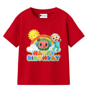 Impreso de punto 100% algodón transpirable Casual niños manga corta cuello redondo Camiseta personalizable marca ODM/OEM servicio 180g - Product Image 1