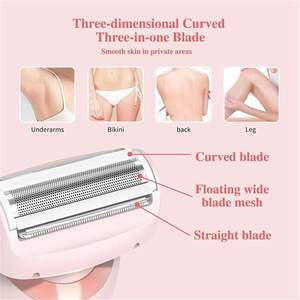 Maquinilla de Afeitar Eléctrica 2 en 1 para Mujer, Húmeda y Seca, con Doble Cuchilla, Resistente al Agua IPX7, para Piernas, Brazos, Axilas, Área del Bikini, Afeitadora Facial Rotatoria de Repuesto - Product Image 5