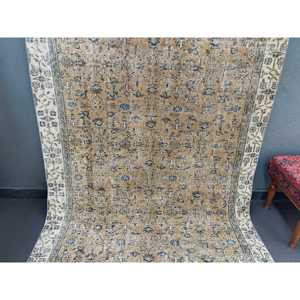 4.9x8.2 ft Rug, Vintage Turkish Rug, <b>Brown</b> Polka dot <b>Wool</b> Rug - Product Image 2