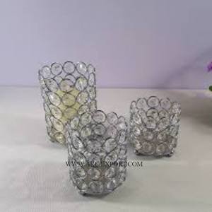 Set of 2 <b>Silver</b> and Gold Table Decorative Centerpiece Votive <b>Candle</b> <b>Holder</b> Wedding Parties Luxury Large Size Metal Votive <b>Holder</b> - Product Image 5