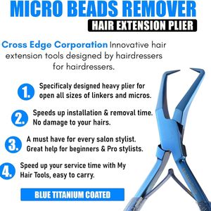 Herramienta de extracción de extensiones de cabello de alta calidad Nano abridor de cuentas Micro anillo de liberación rápida doble resorte recubierto de azul agarre cómodo - Product Image 3