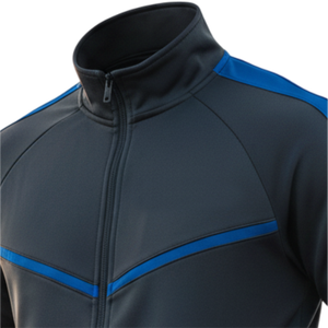 Survêtement unisexe noir et bleu, à capuche zippée, sportif, extensible dans quatre directions, séchage rapide, deux pièces, coupe classique, pour l'été, avec détails latéraux aux genoux - Product Image 3