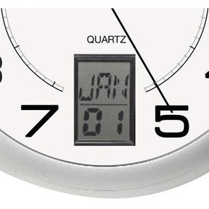 UNILUX Instinct <b>Modern</b> Living Room <b>Wall</b> <b>Clock</b> 30.5cm Diameter Plastic Metallic Grey Analog Quartz Silent - Product Image 1